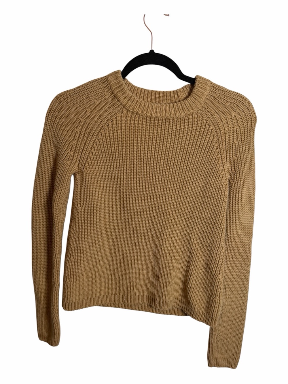 Quince 100% Organic Cotton Knit Brown Ribbed Crew Neck Raglan Sweater XS